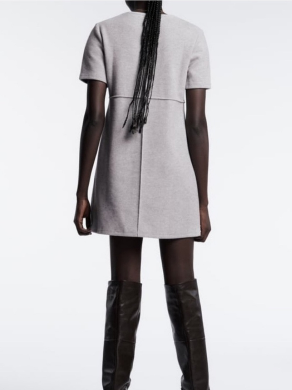Zara Gray Windowpane Seam Dress - Picture 4 of 9